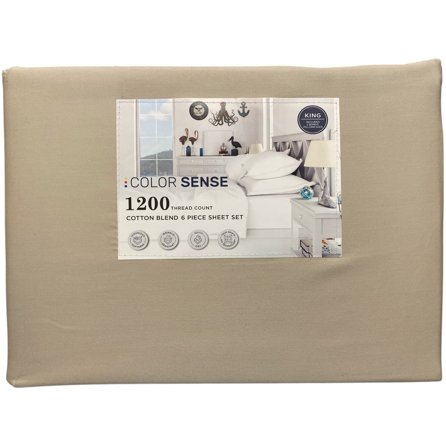 Color Sense 1200 Thread Count Cotton Blend 6-Piece Sheet Set, King