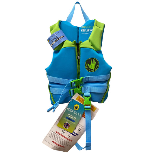 Body Glove Boy's Child PFD Life Jacket, One Size, 33-55 lbs, Blue/Green
