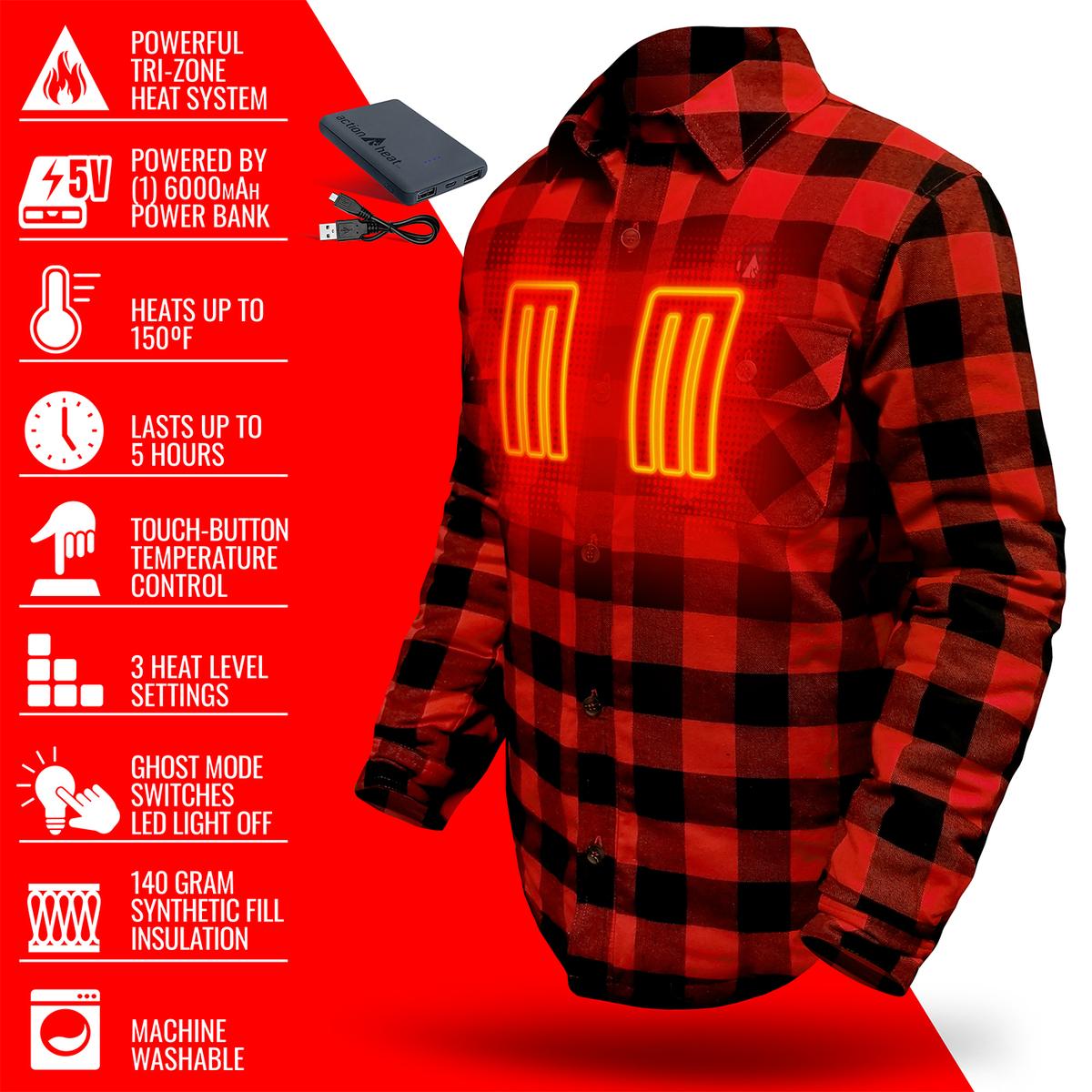 ActionHeat 5V Battery Heated Flannel Shirt
