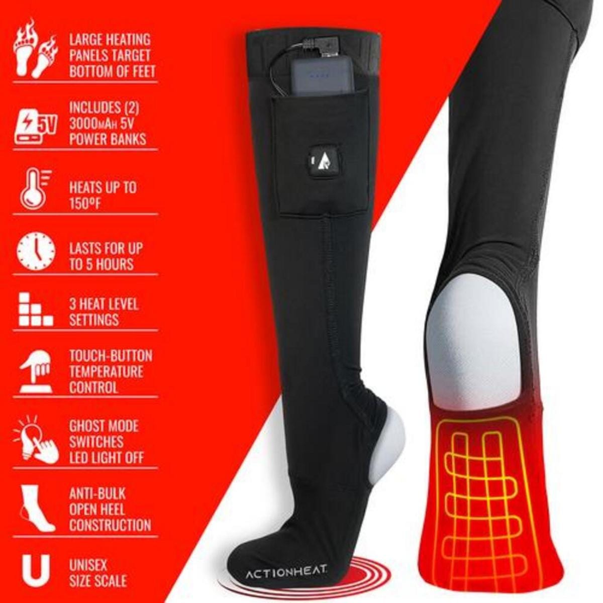 Open Box ActionHeat 5V Battery Heated Sock Liner Cover