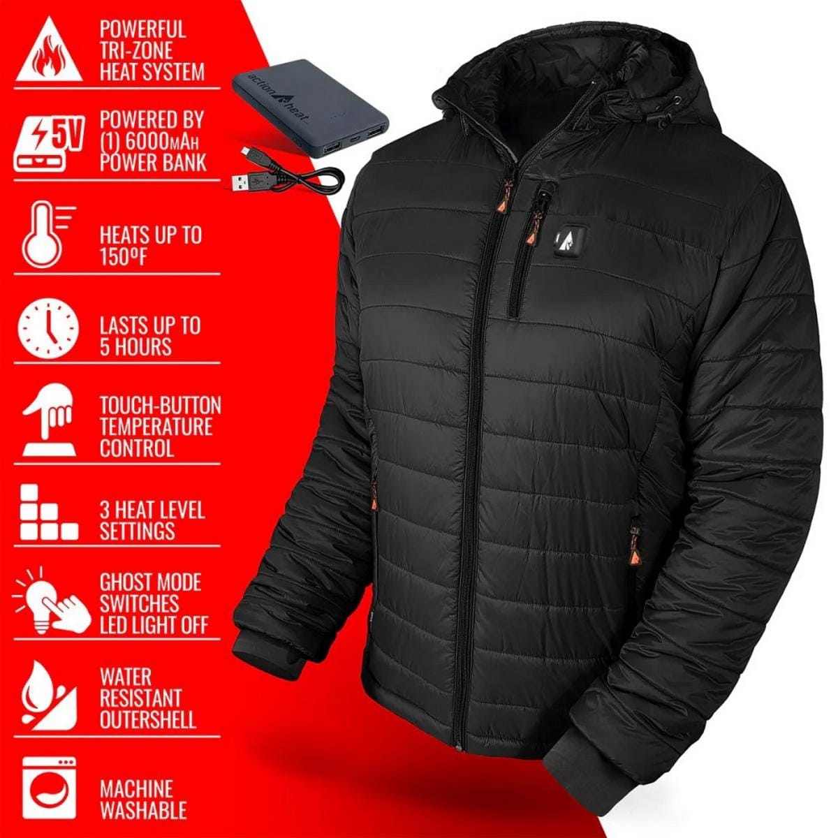 Open Box ActionHeat 5V Youth Battery Heated Puffer Jacket