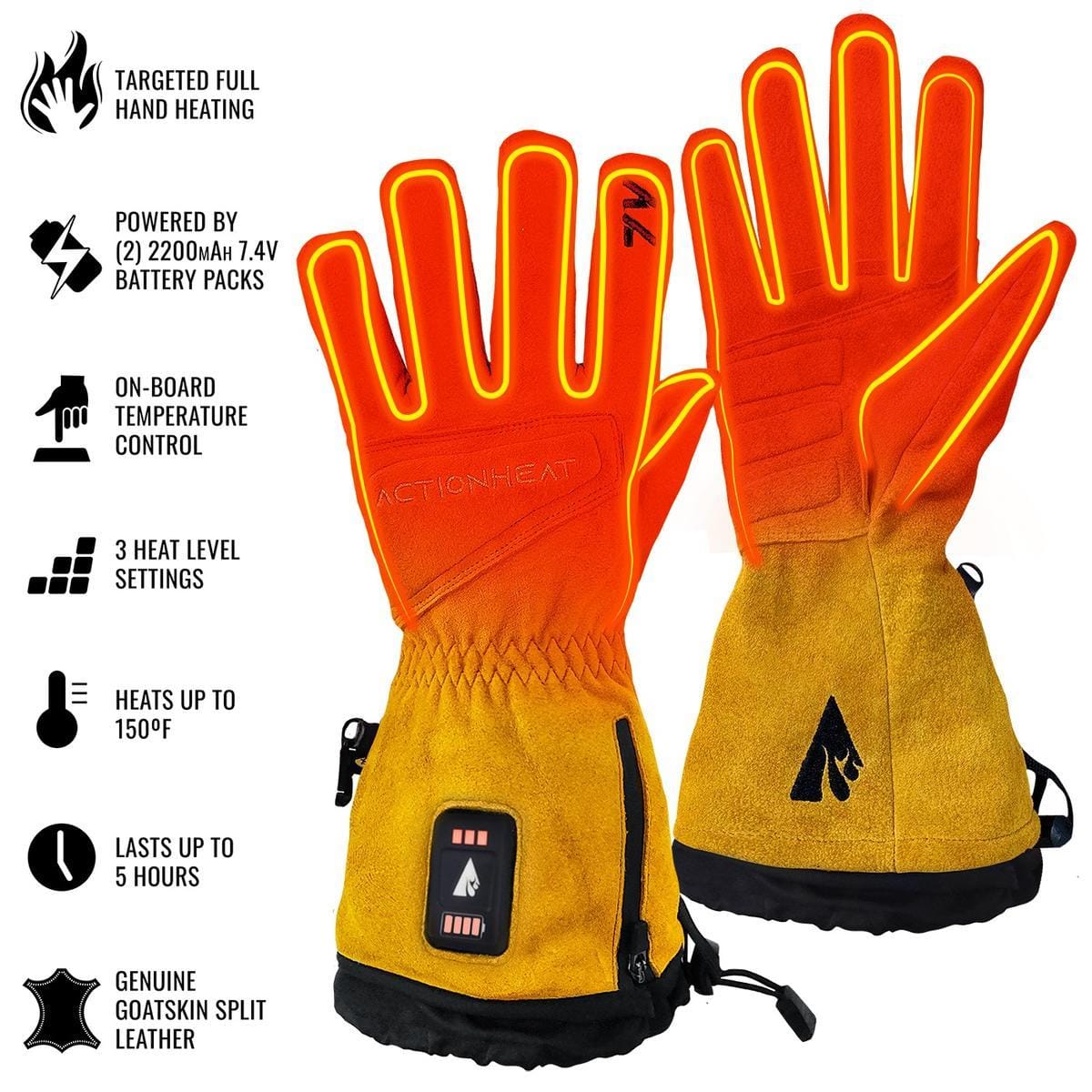 Open Box ActionHeat 7V Rugged Leather Heated Work Gloves