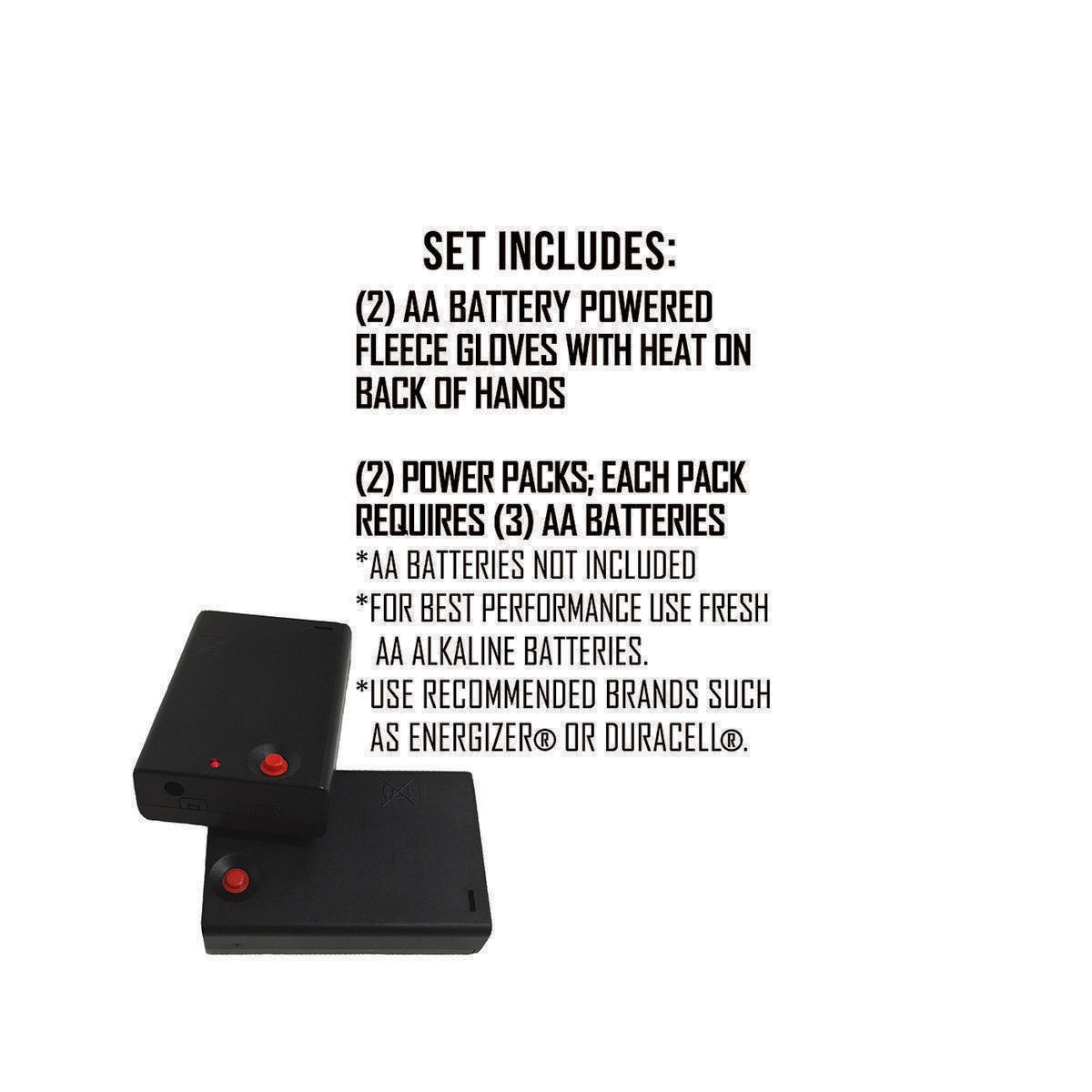 Open Box ActionHeat AA Battery Heated Fleece Gloves