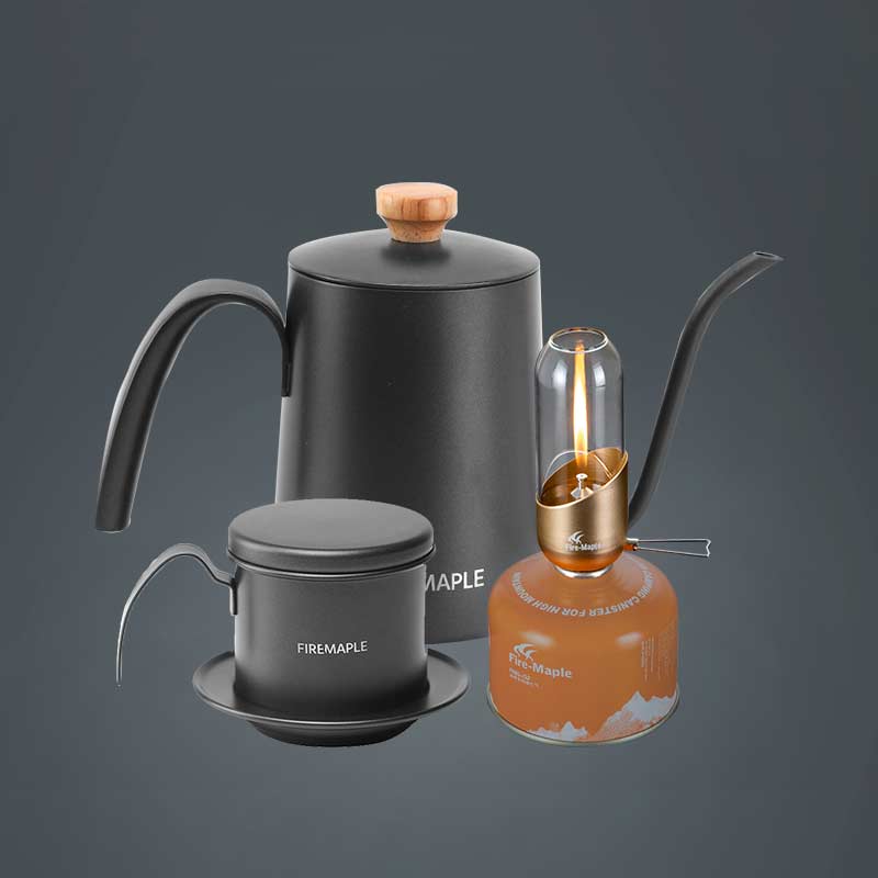 ORCA 600ML COFFEE KETTLE & MAKER & Orange Gas lantern SET