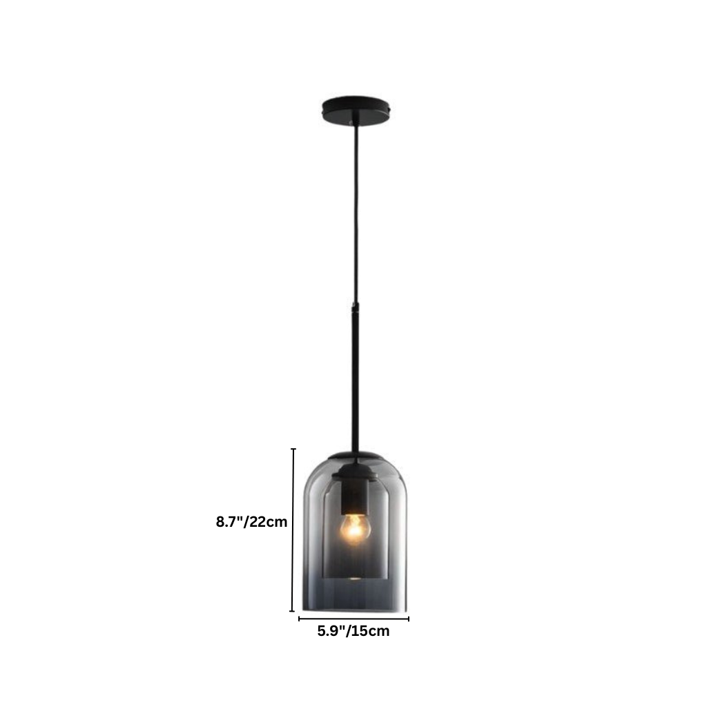 Modern Ironwork And Glass Pendant Light With Dome Shade