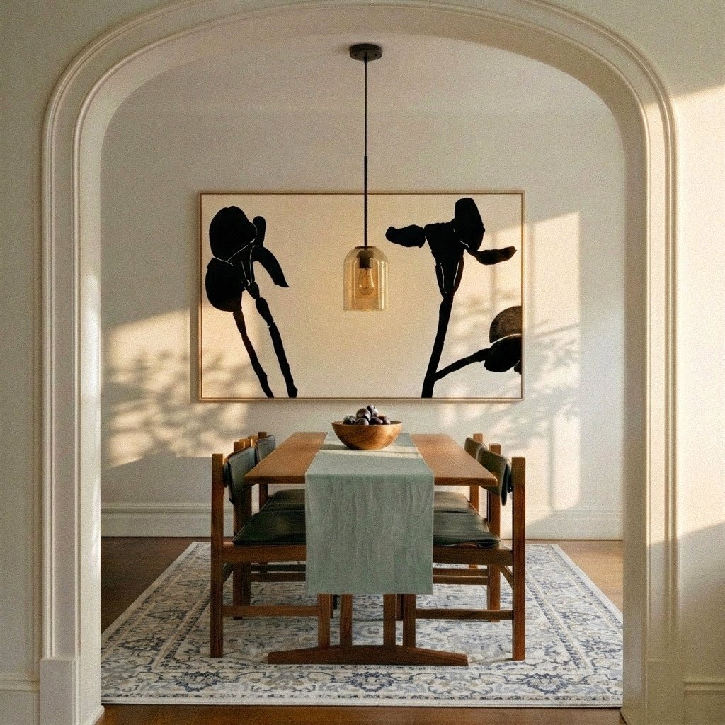 Modern Ironwork And Glass Pendant Light With Dome Shade