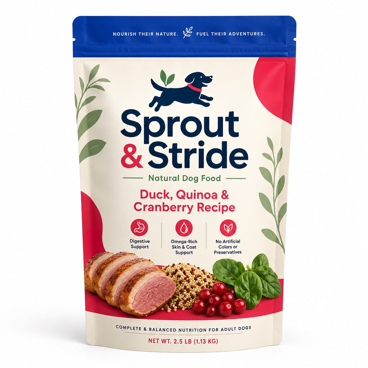 Sprout & Stride Duck, Quinoa & Cranberry Natural Dog Food