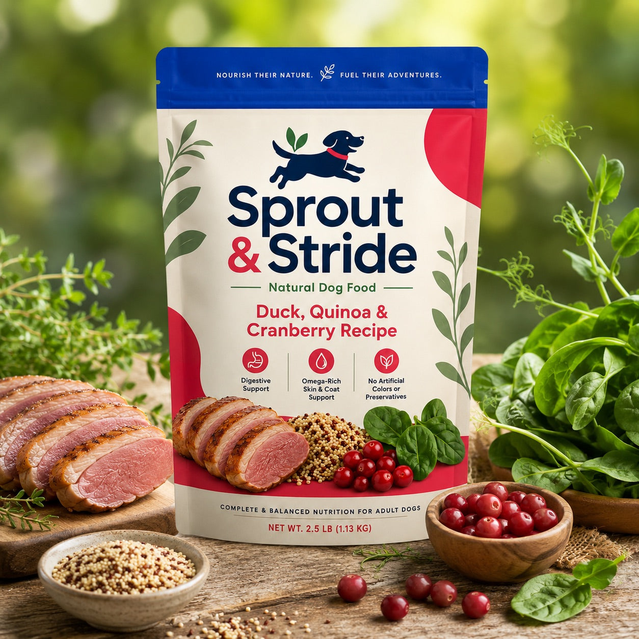 Sprout & Stride Duck, Quinoa & Cranberry Natural Dog Food