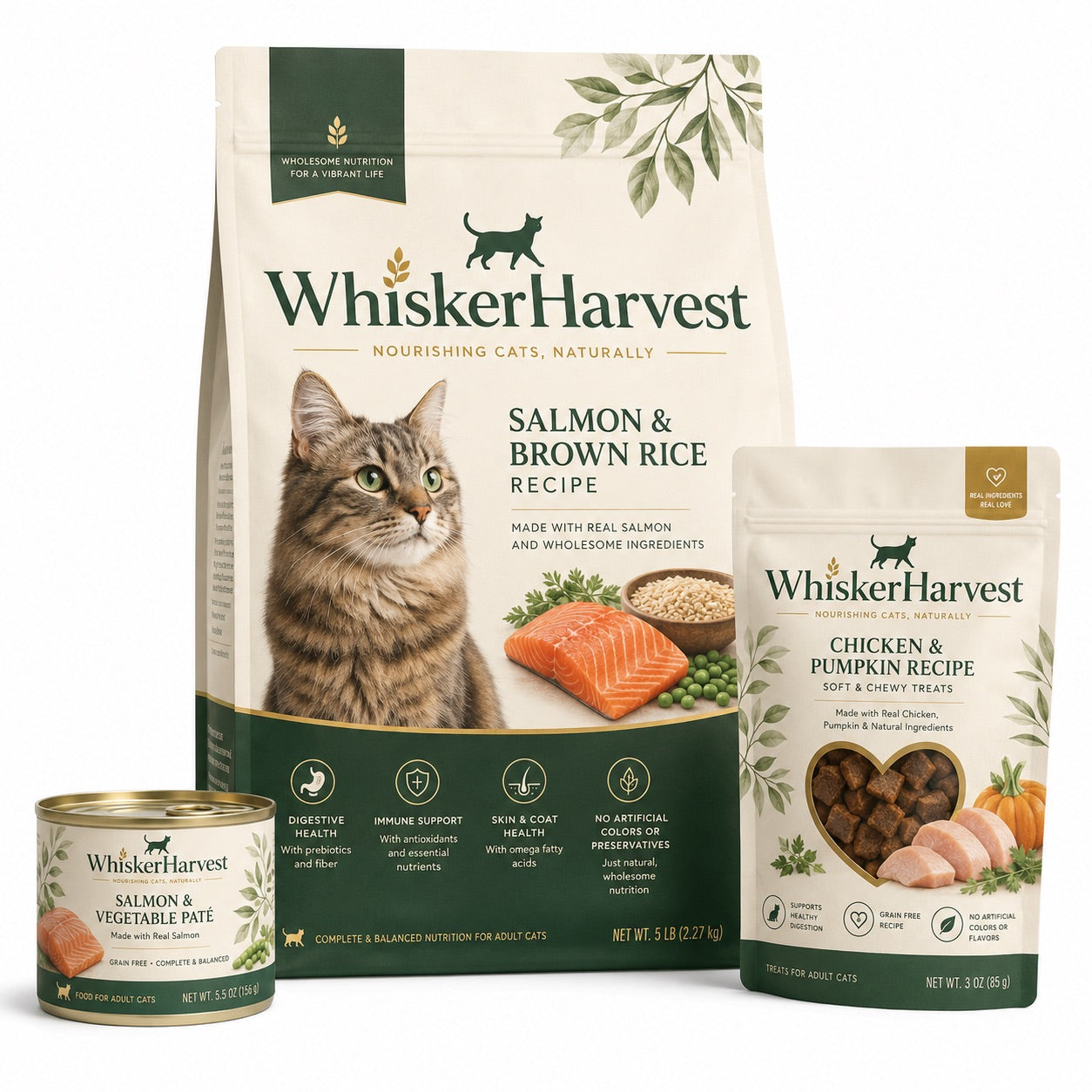WhiskerHarvest Salmon & Brown Rice Adult Cat Food
