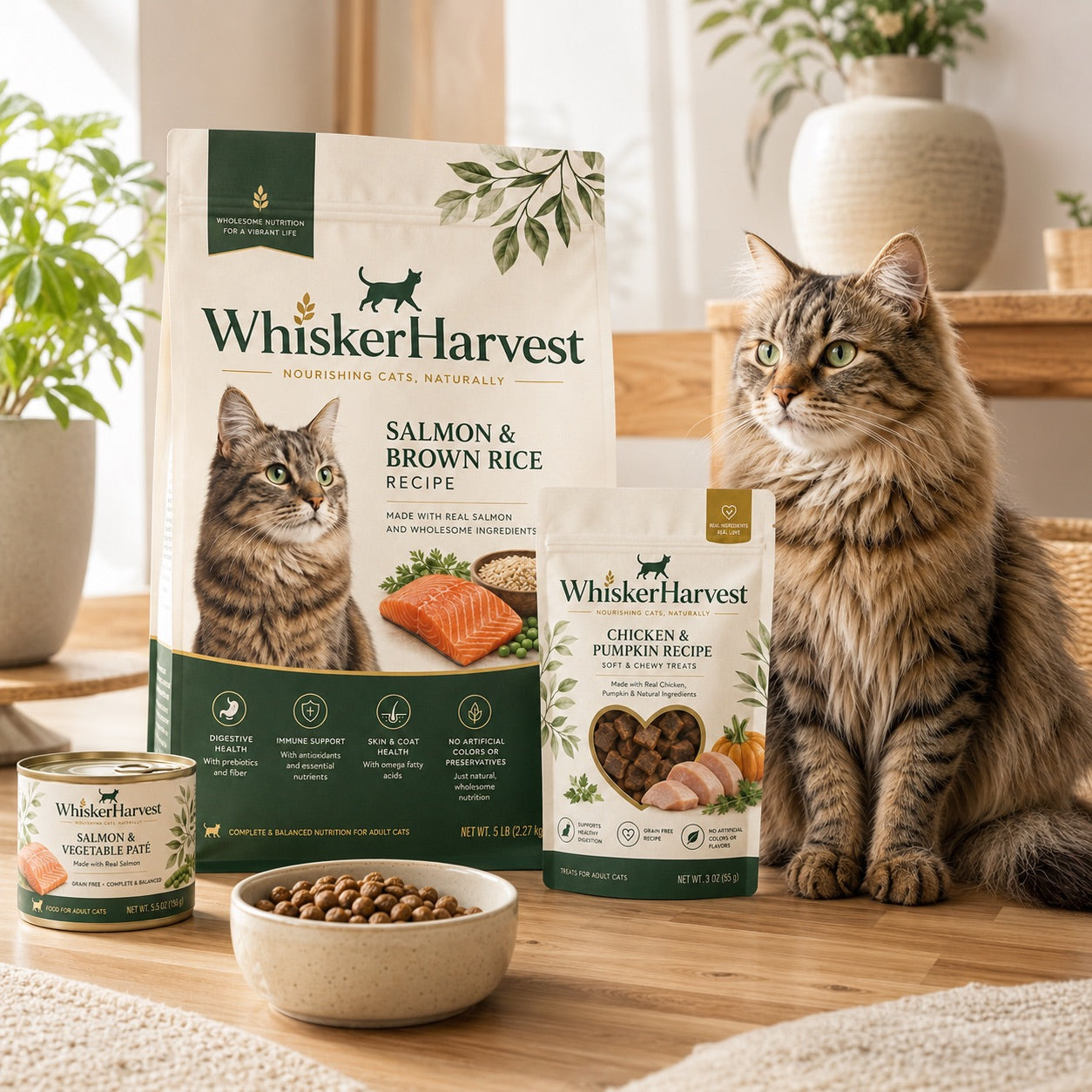 WhiskerHarvest Salmon & Brown Rice Adult Cat Food