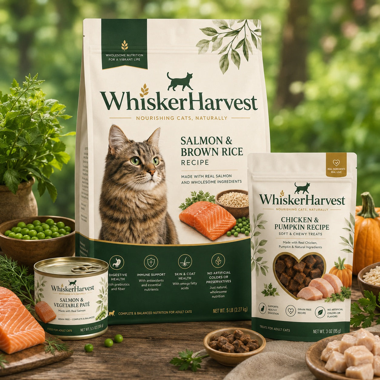 WhiskerHarvest Salmon & Brown Rice Adult Cat Food