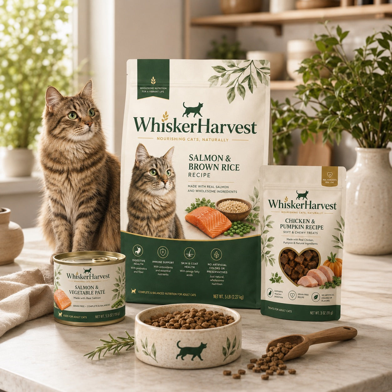 WhiskerHarvest Salmon & Brown Rice Adult Cat Food