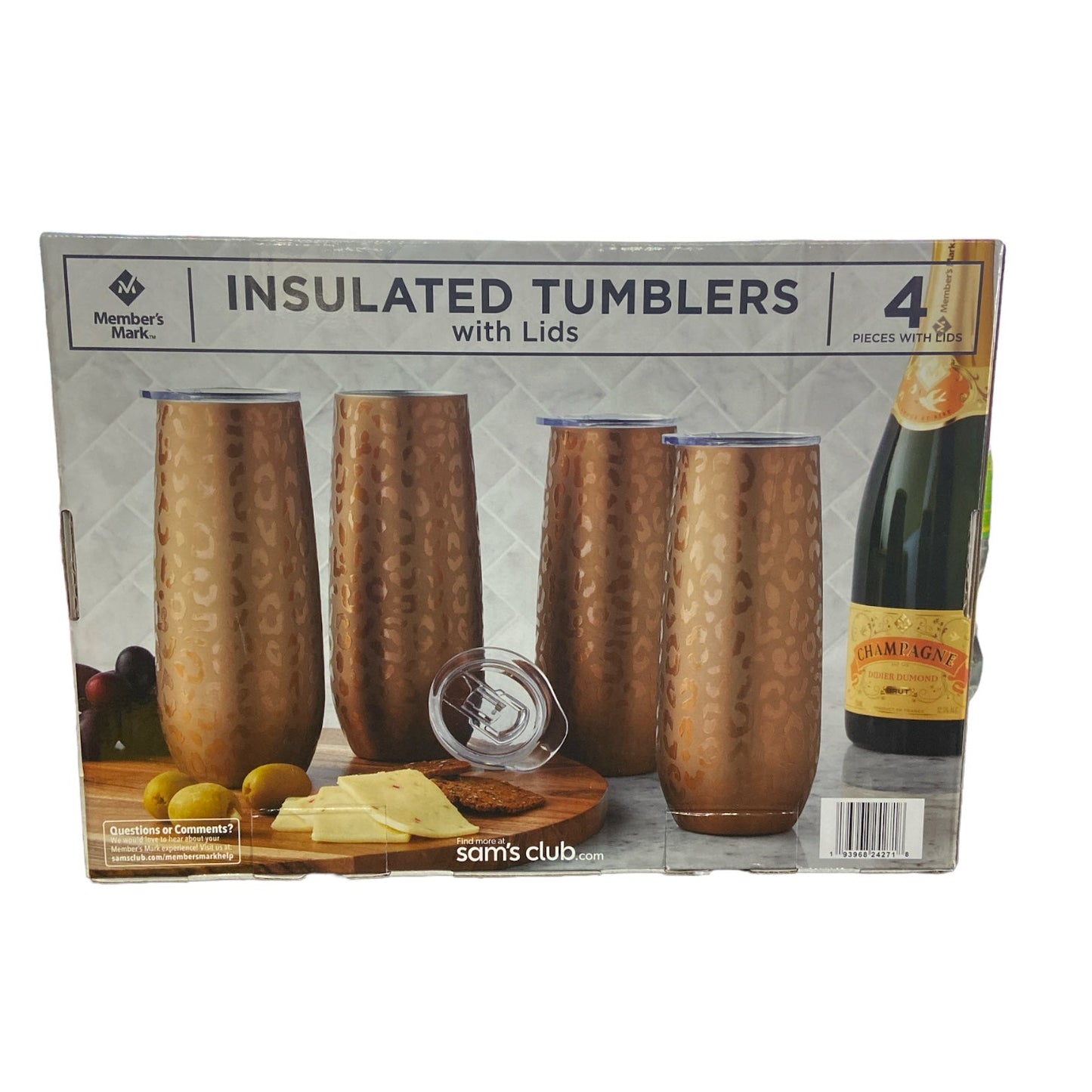 Member's Mark Stainless Steel Insulated Tumblers, 4Pk, 14oz, Bronze Animal Print