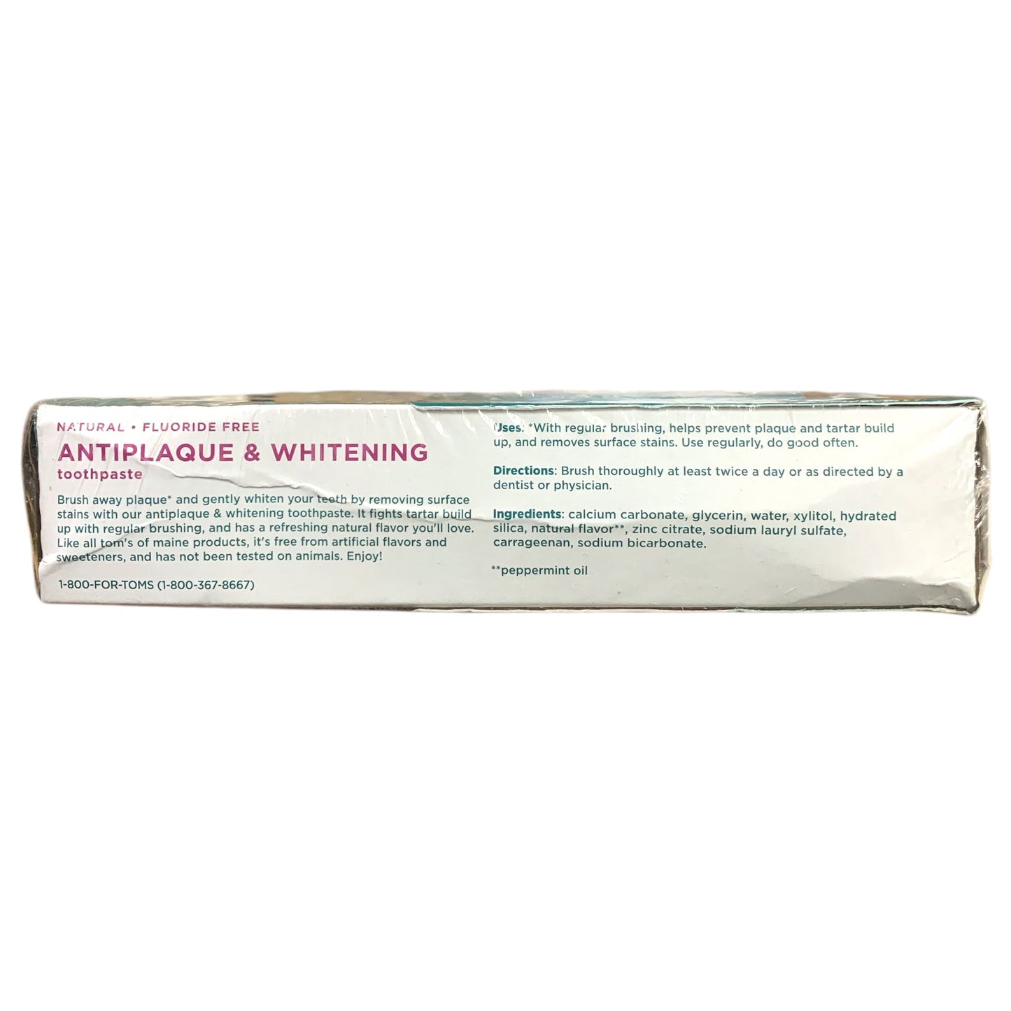 Tom's of Maine Natural Fluoride Free Anti-Plaque & Whitening Toothpaste, 4 Pack