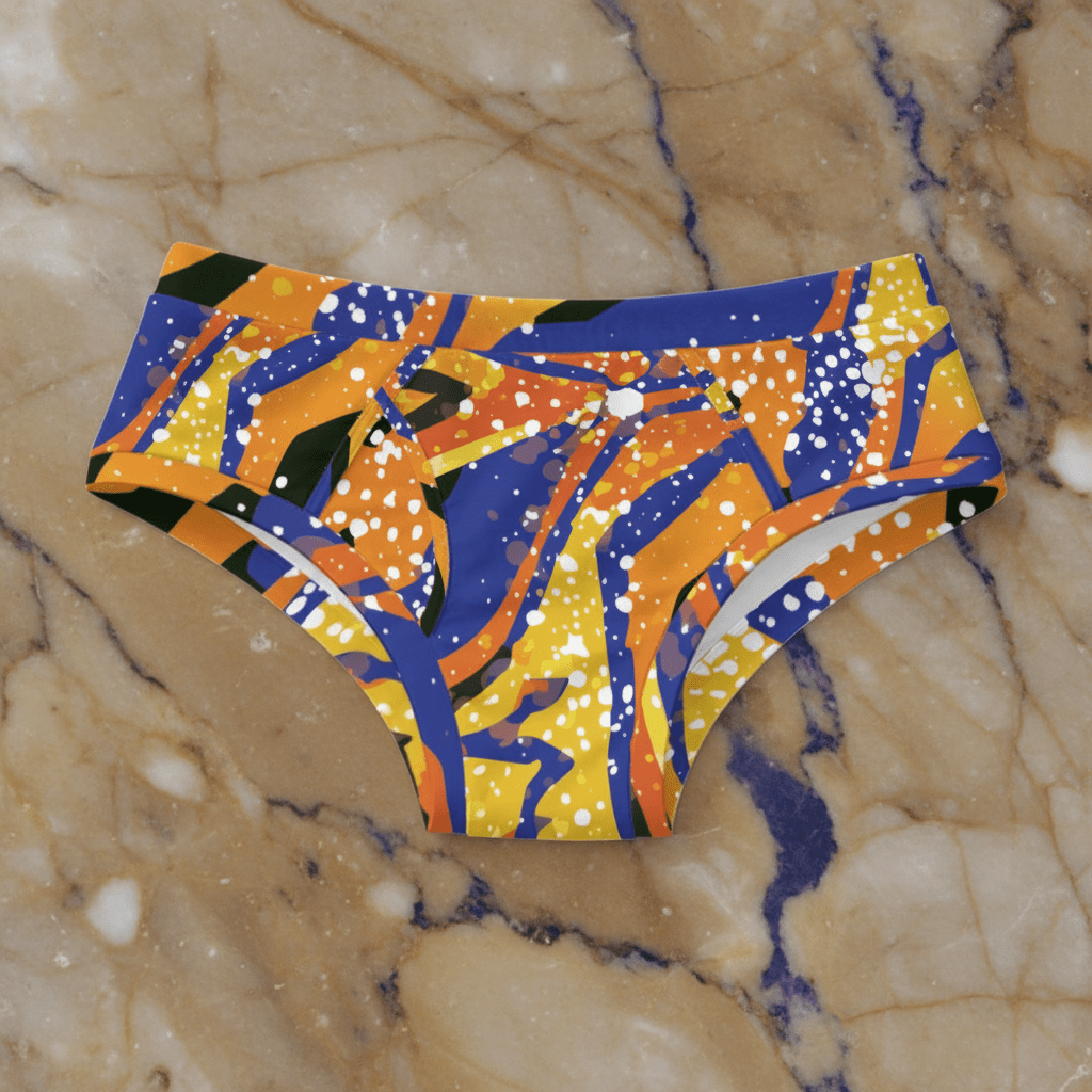 Pirates Primary Splash Briefs — Navy & Gold Abstract AOP 180gsm Cotton Underwear, Bold Basics