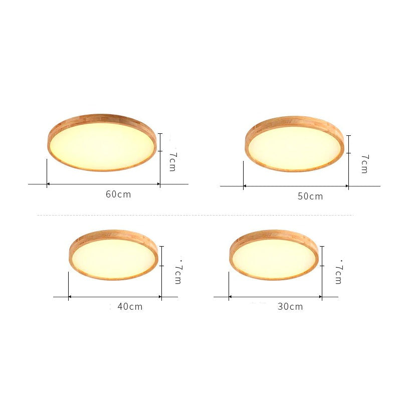 Ultra Slim Wooden Round Ceiling Light With Integrated LED Light