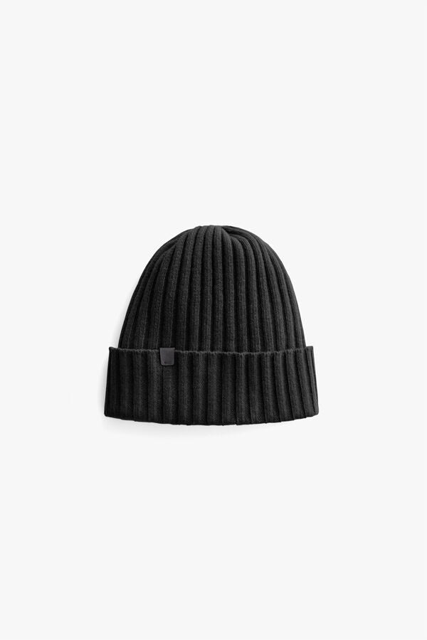Mens Wool Cashmere Ribbed Beanie