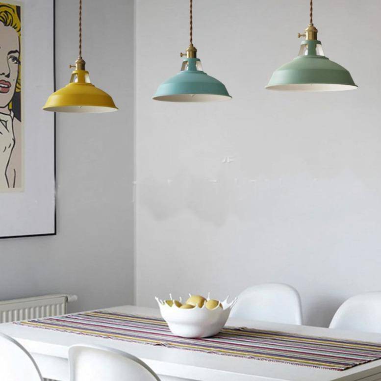 Loft Metal Dome Pendant Lights With Braided Cord LED Light