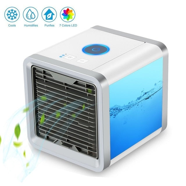 7 Light USB Mini Portable Air Conditioner Air Cooler Fan Desktop Space Cooler Personal Space Air Cooling Fan For Room Home