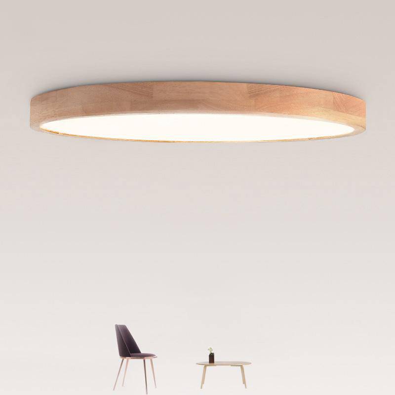 Ultra Slim Wooden Round Ceiling Light With Integrated LED Light