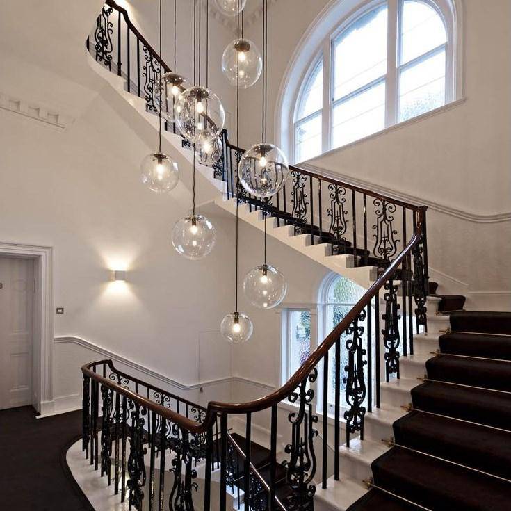Clear Glass Globe Pendant Lights With LED Light