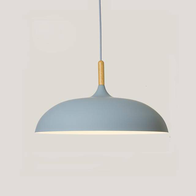 Aluminium Dome Pendant Lights With Wooden Stem