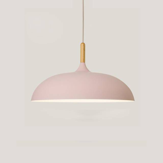 Aluminium Dome Pendant Lights With Wooden Stem