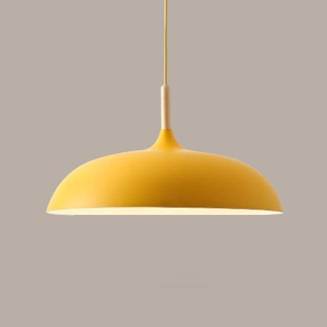 Aluminium Dome Pendant Lights With Wooden Stem