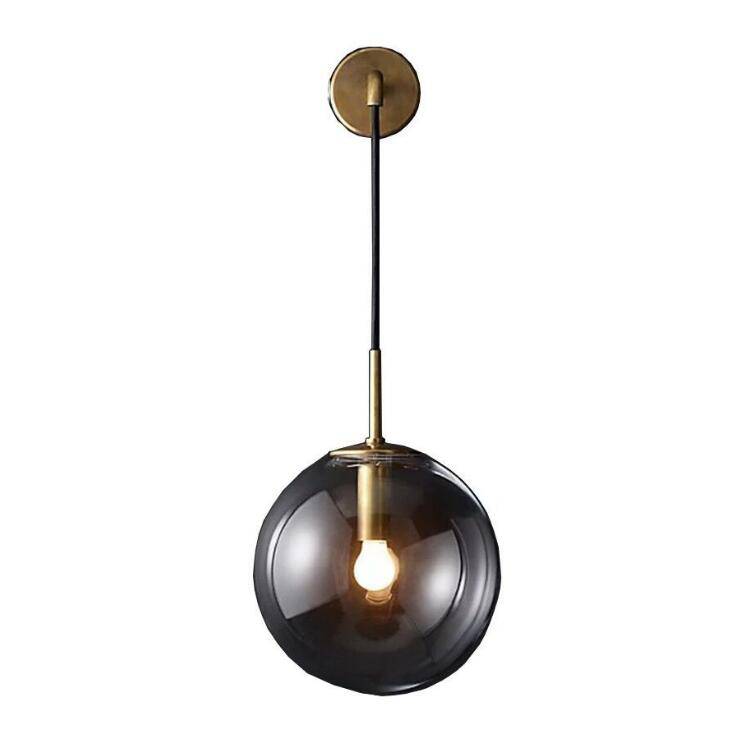 Hanging Glass Globe Wall Light Sconce With Swing Arm