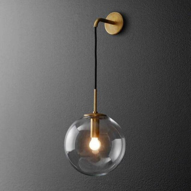 Hanging Glass Globe Wall Light Sconce With Swing Arm
