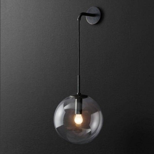 Hanging Glass Globe Wall Light Sconce With Swing Arm