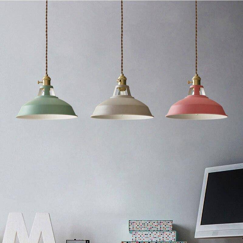 Loft Metal Dome Pendant Lights With Braided Cord LED Light
