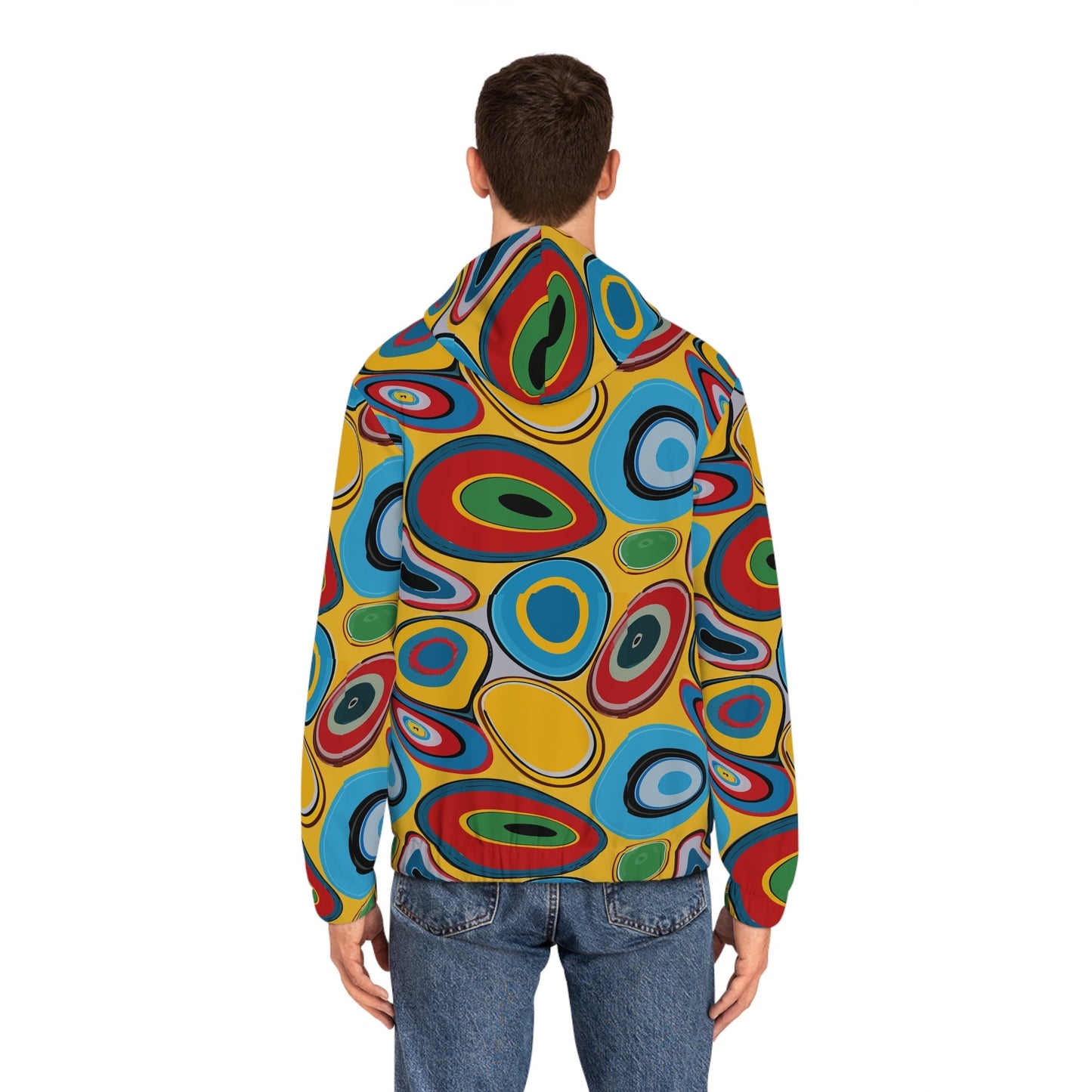 Psychedelic Eye AOP Zip-Up Hoodie for Weirdcore and Indie Sleaze Dressers — Maximalist Retro 70s Color-Drenched Festival Jacket