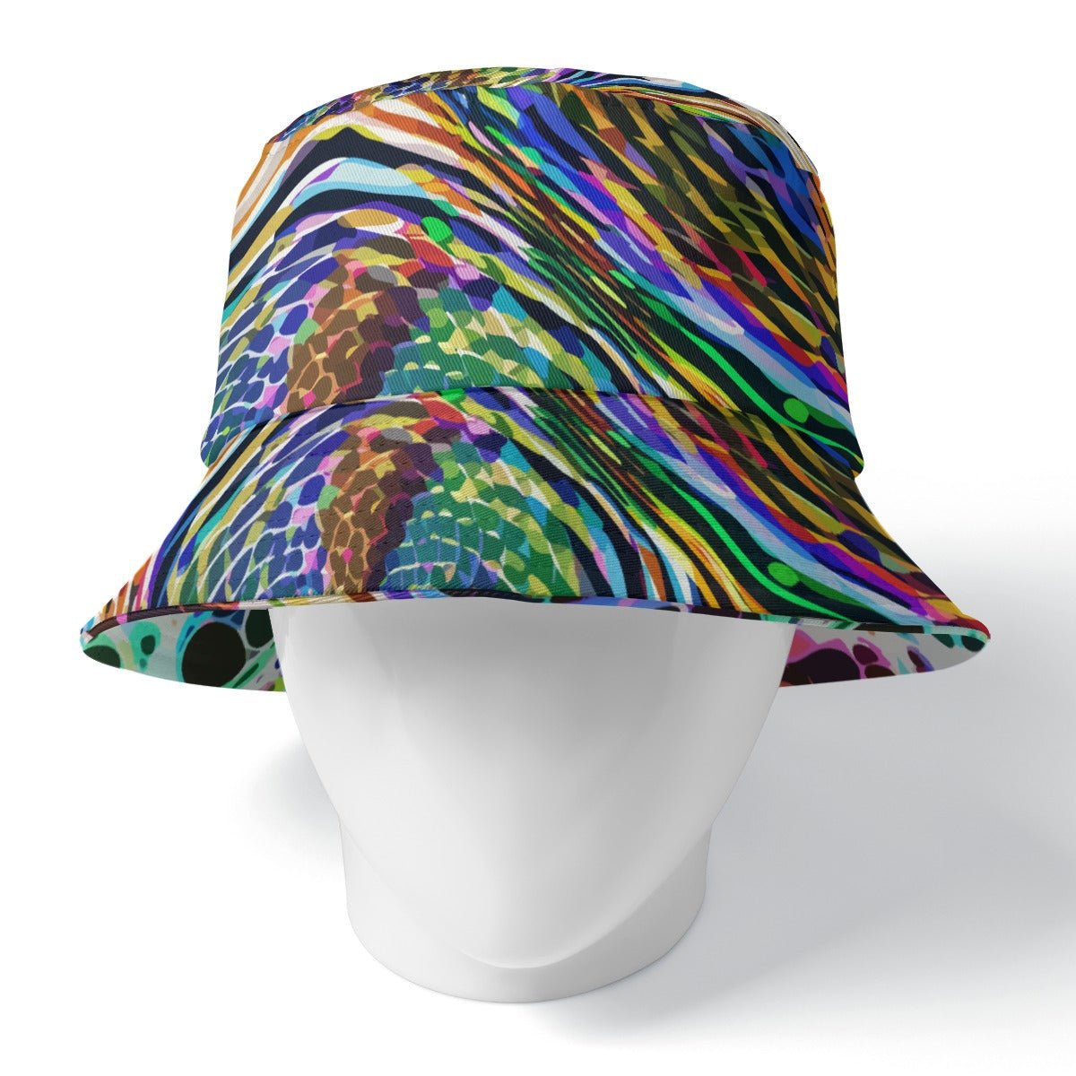 Psychedelic Mood-Shift Bucket Hat for Festival-Goers — Reversible Trippy Headwear, Cognitive Drift, Rave Accessory, Two-Sided Art Hat