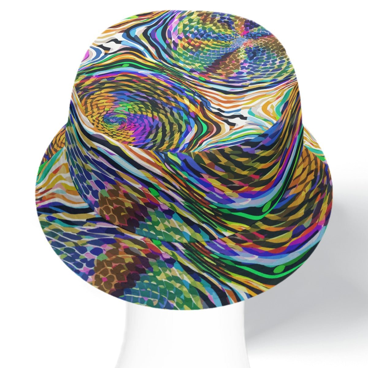 Psychedelic Mood-Shift Bucket Hat for Festival-Goers — Reversible Trippy Headwear, Cognitive Drift, Rave Accessory, Two-Sided Art Hat