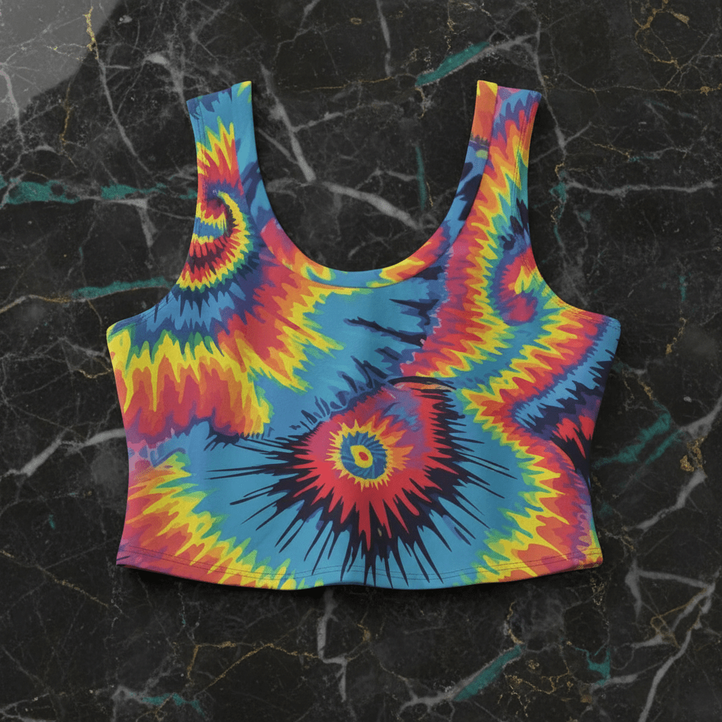 Psychedelic Tie Dye Crop Top | Neon Spiral Rave Tank