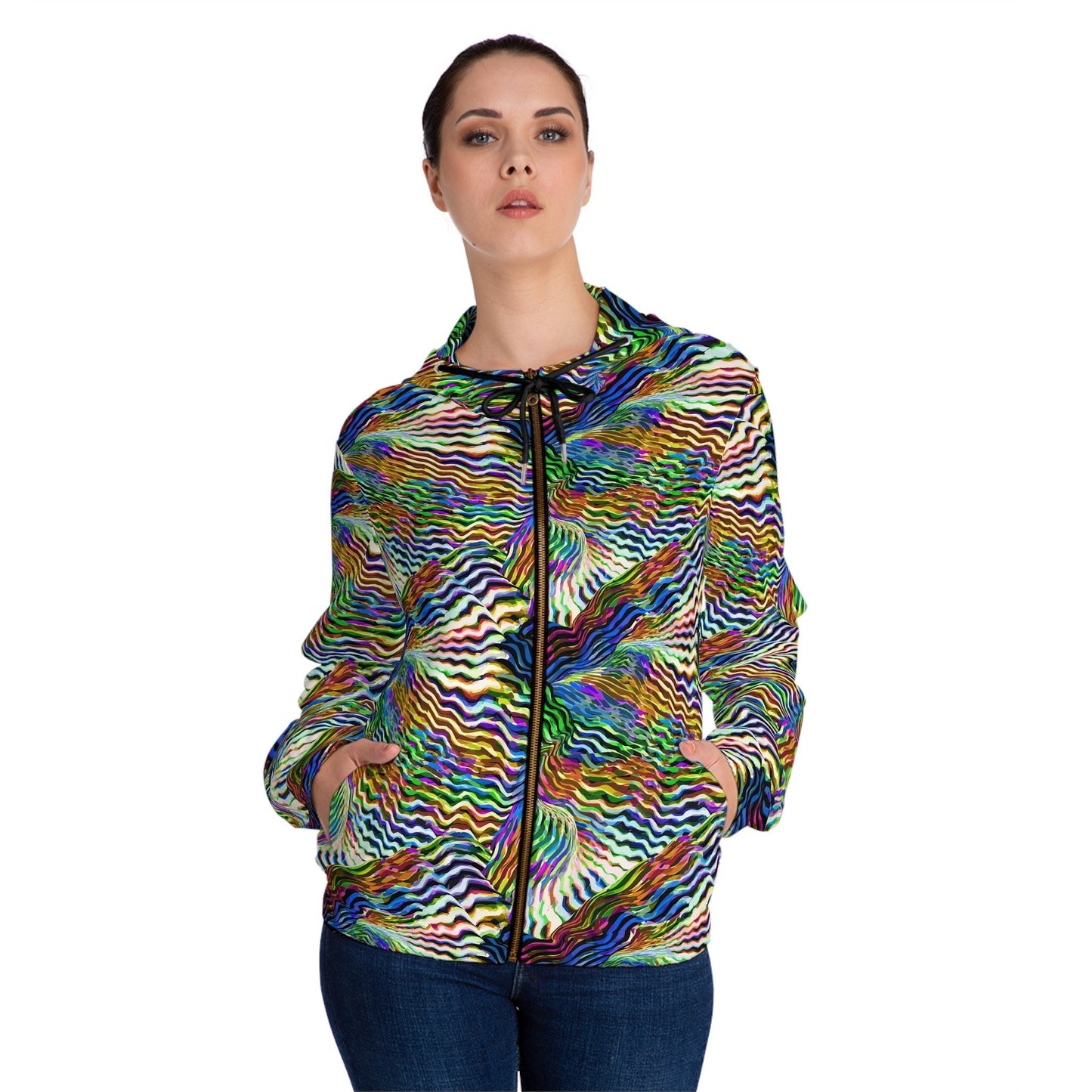 Psychedelic Zebra Stripe Swirl Hoodie | Hypnotic Primary Color Design