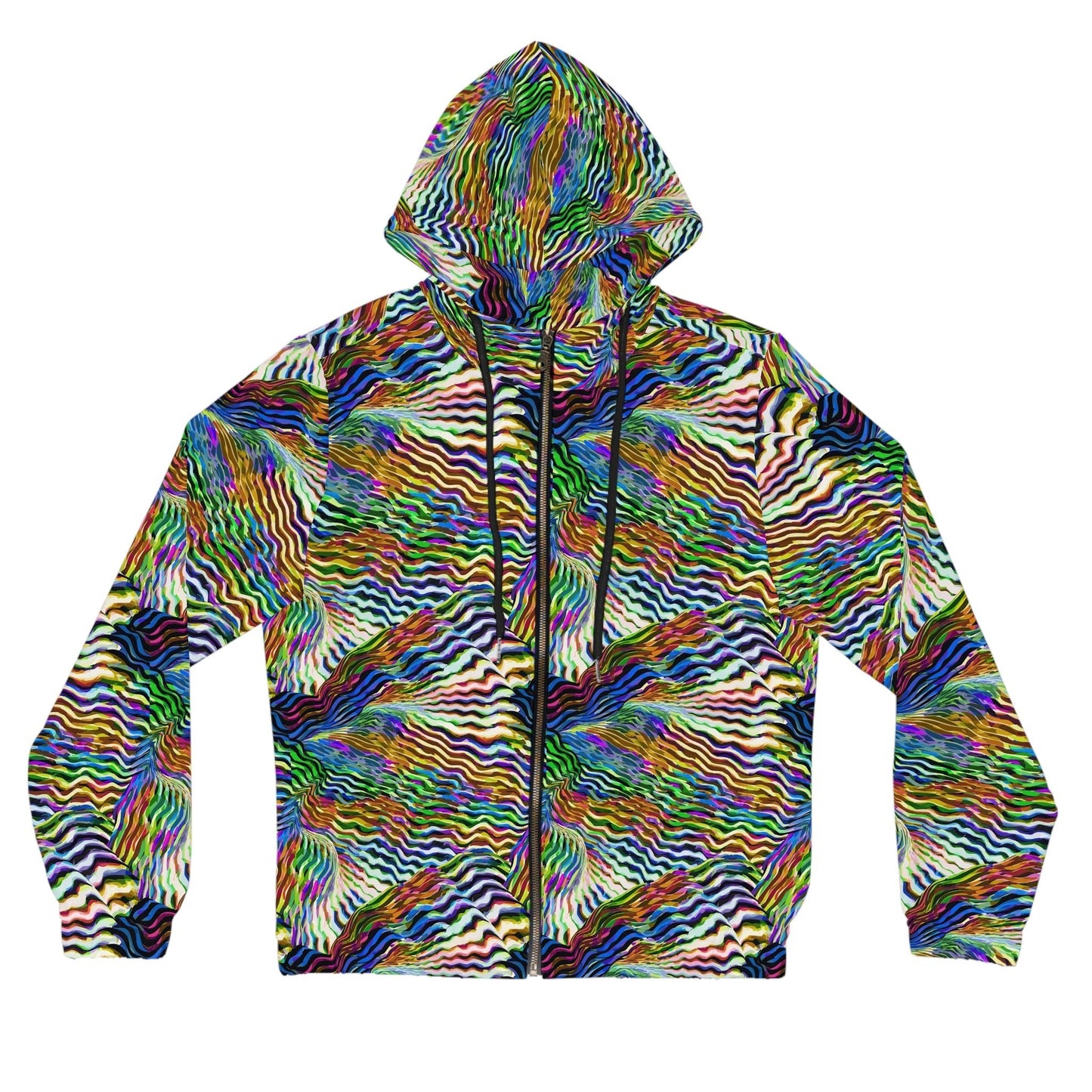 Psychedelic Zebra Stripe Swirl Hoodie | Hypnotic Primary Color Design