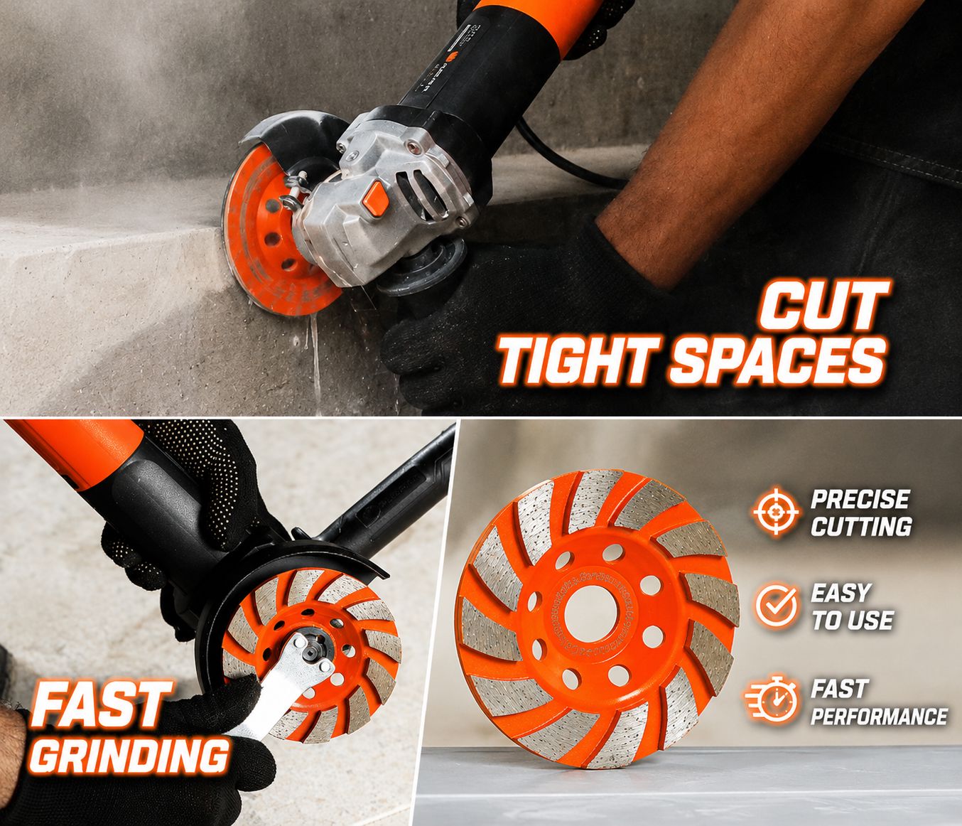 Pumpkin 12t Sharp Type Segment Diamond Cup Grinding Wheel 100x20(16)mm  | Model: PM22323
