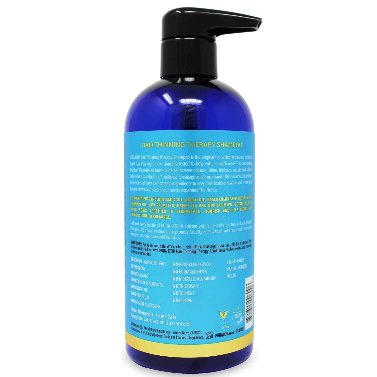 PURA D'OR Hair Thinning Therapy Shampoo – DHT Blocker with Biotin & Saw Palmetto 473ml