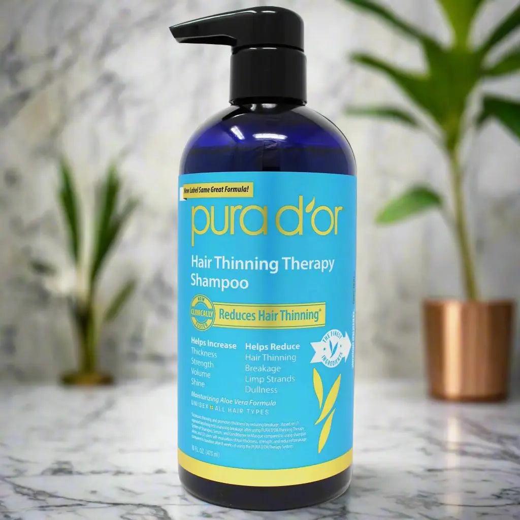 PURA D'OR Hair Thinning Therapy Shampoo – DHT Blocker with Biotin & Saw Palmetto 473ml