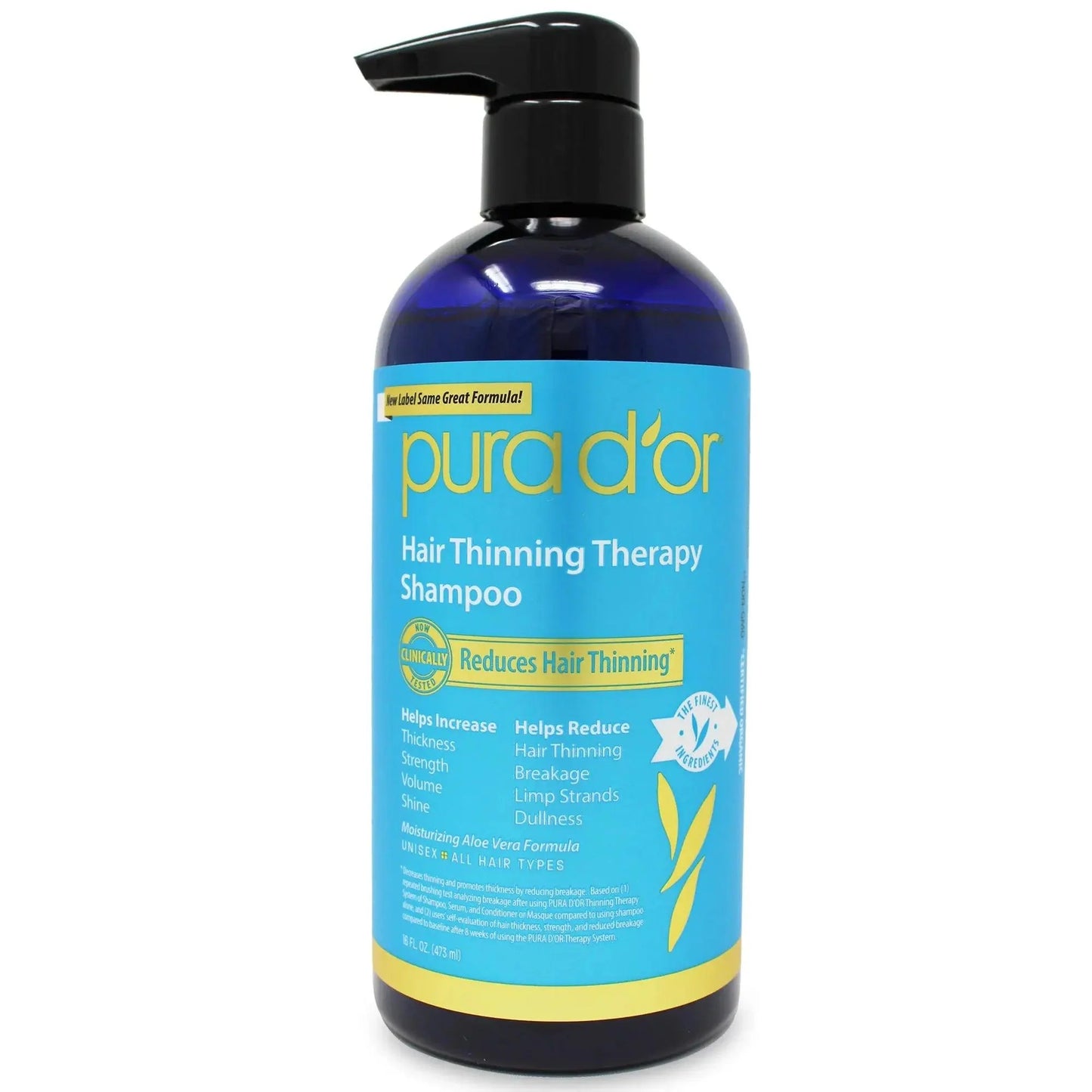 PURA D'OR Hair Thinning Therapy Shampoo – DHT Blocker with Biotin & Saw Palmetto 473ml