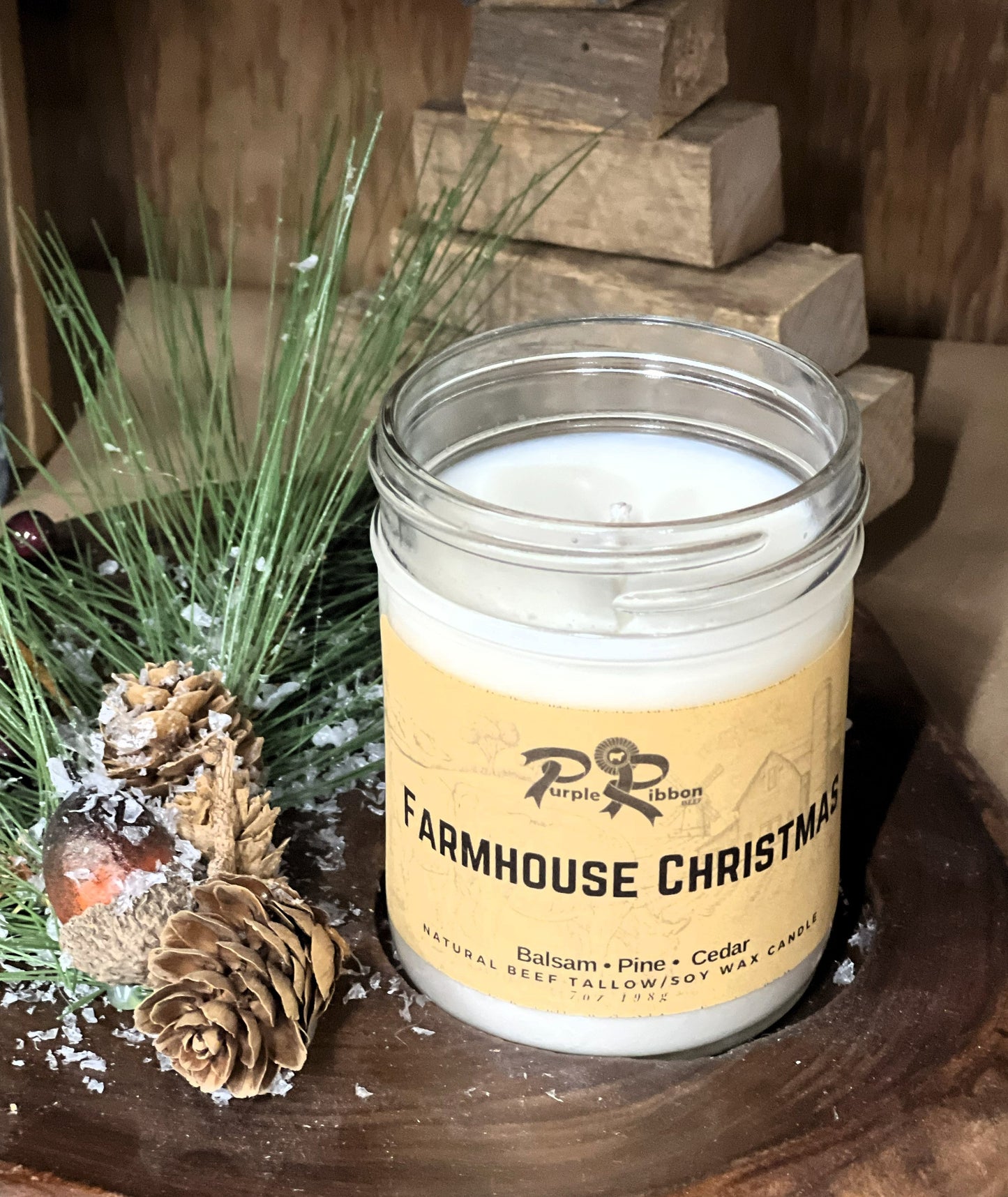 Purple Ribbon Beef Natural Beef Tallow & Soy Hand Poured Candles