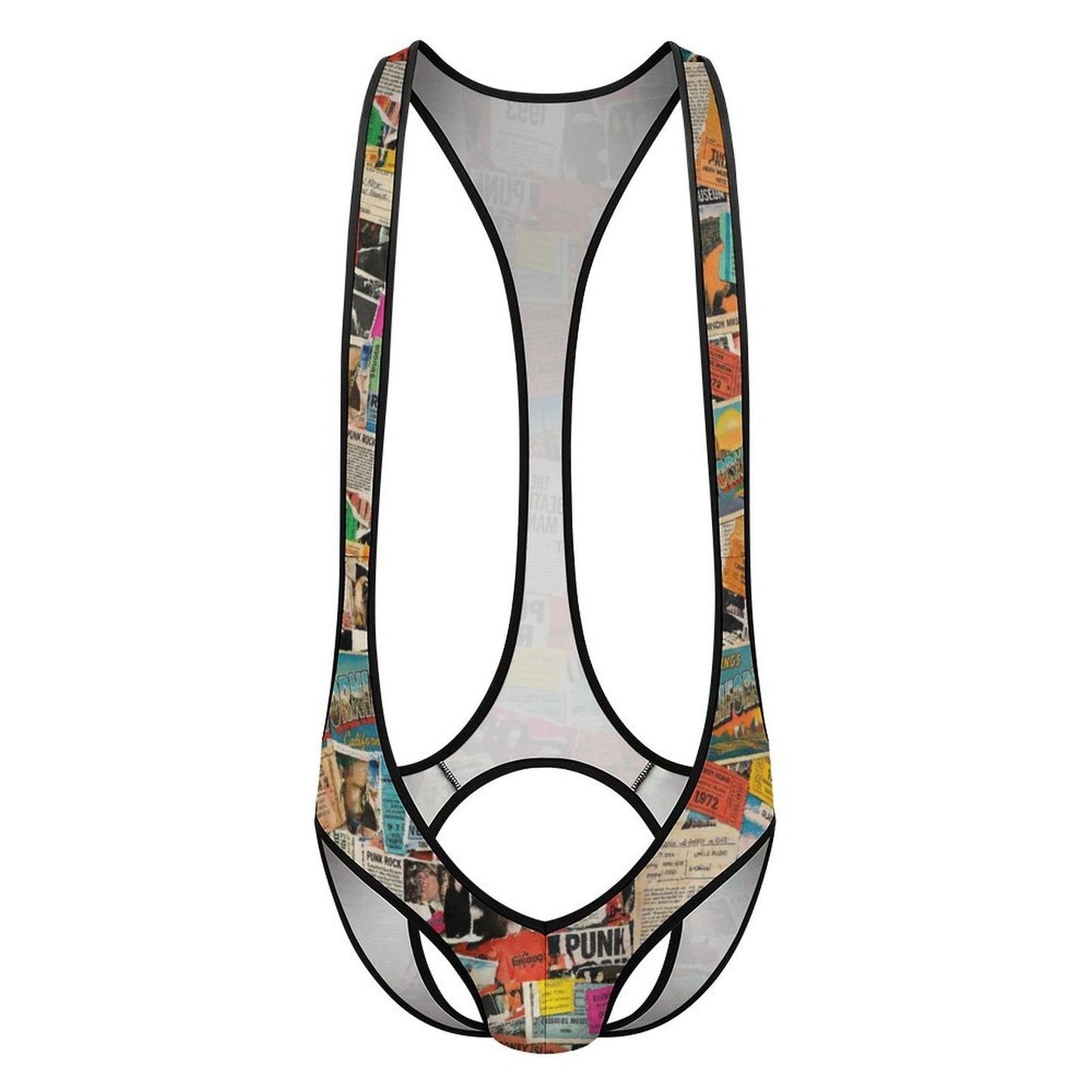 Queer Statement Bodysuit for Bold Dressers — Ticket Down South AOP Underwear, Festival Base Layer, LGBT Intimate Wear, Submissive Play Wear