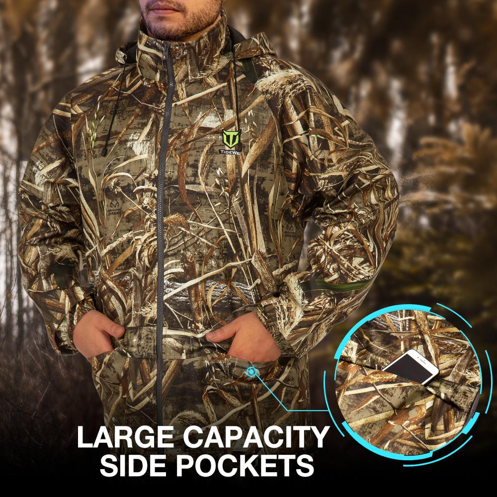 TideWe Rain Suit, Waterproof Breathable Lightweight Rainwear Rain Coat & Pant Size Camo-max 5