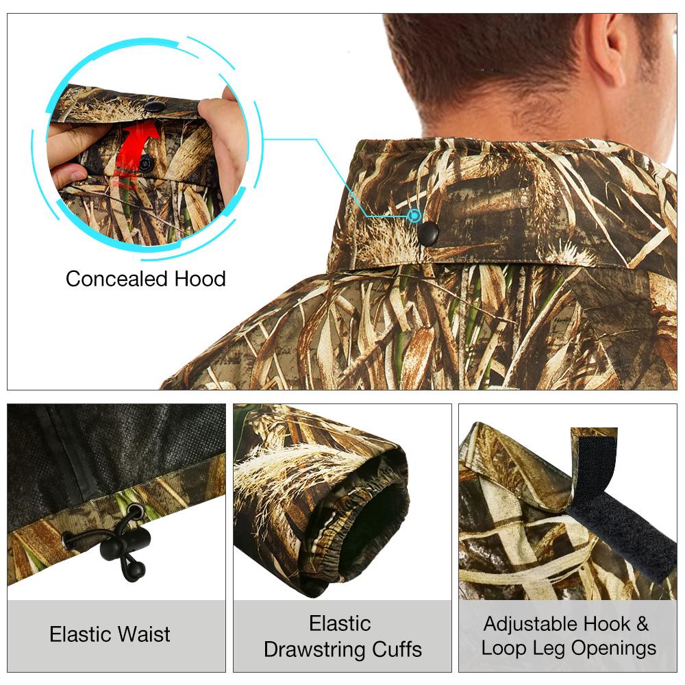 TideWe Rain Suit, Waterproof Breathable Lightweight Rainwear Rain Coat & Pant Size Camo-max 5