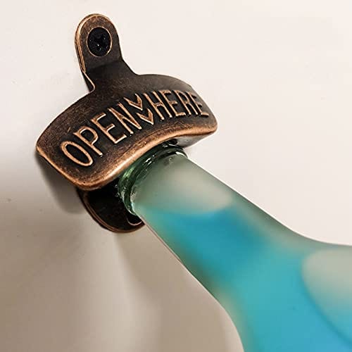 Rarapop 16 Pack Antique Wall Mounted Bottle Openers with Screws, Rustic Red Bronze Top Openers Hardware for Bars KTV Hotels Homes