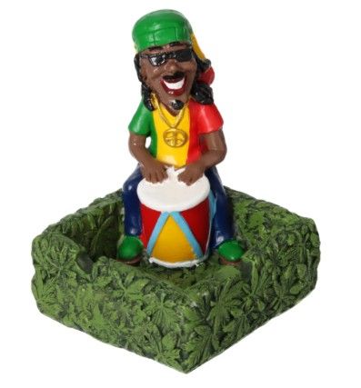 Keramieke Asbak Rasta Met Trommel - 9x9cm