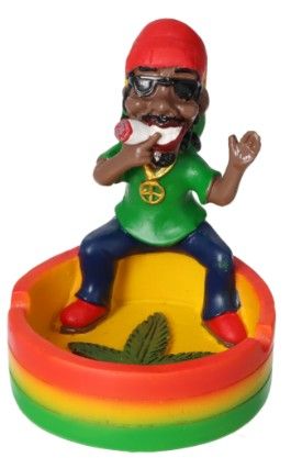 Keramieke Asbak  Rokende Rasta - 9x9cm