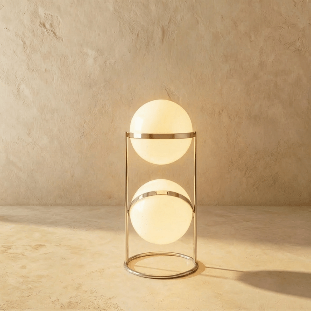 Modern Chrome Tiered Floor Lamp With Layered Circular Shade